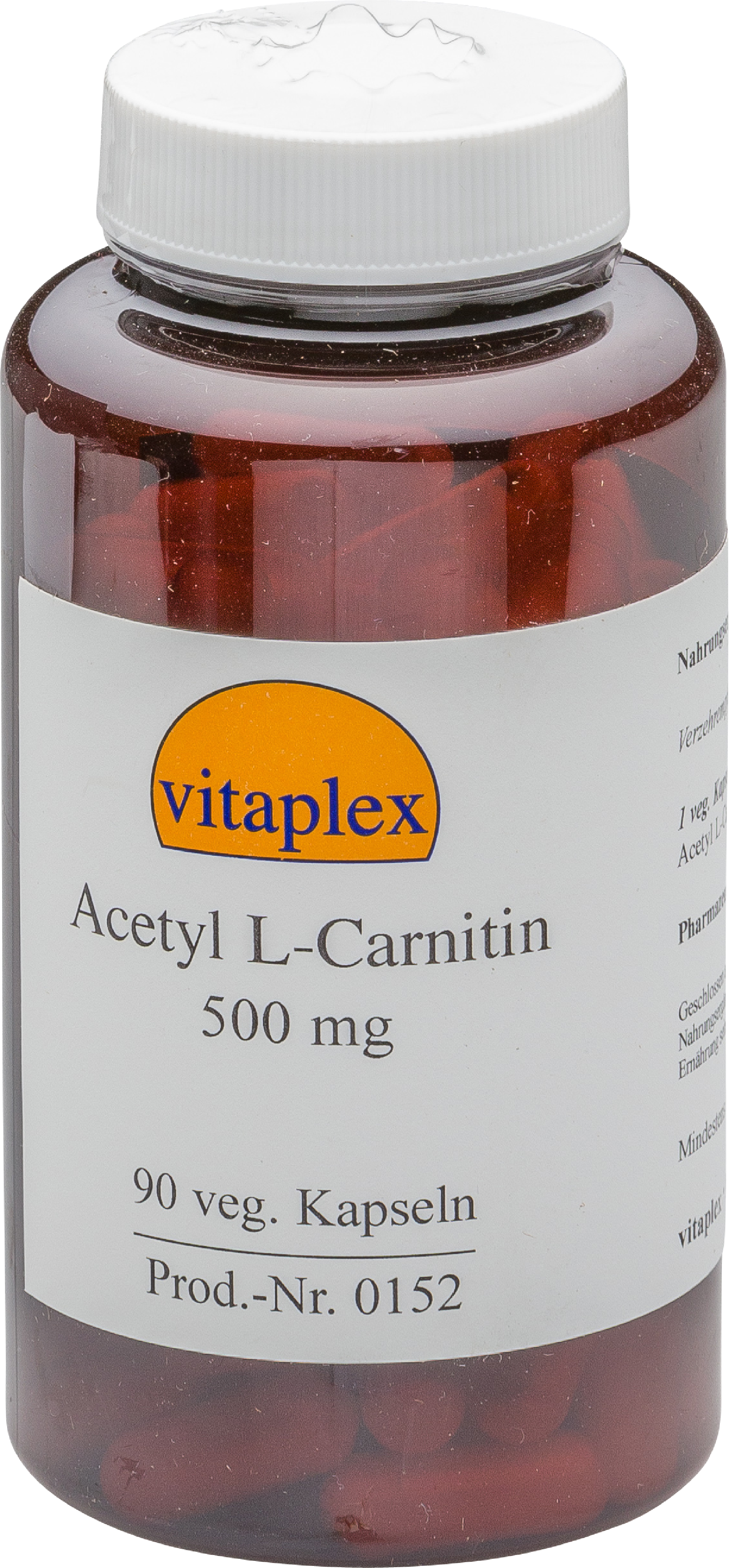 Foto van Acetyl L-Carnitin 500 mg (90 vegetarische capsules) - Vitaplex