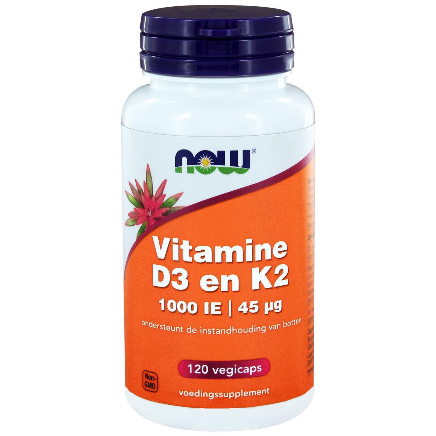 Vitamine D3 1000 IE & Vitamine K2 (120 veggie caps) - Now Foods Vitamine D3 1000 IE & Vitamine K2 (120 veggie caps) - Now Foods