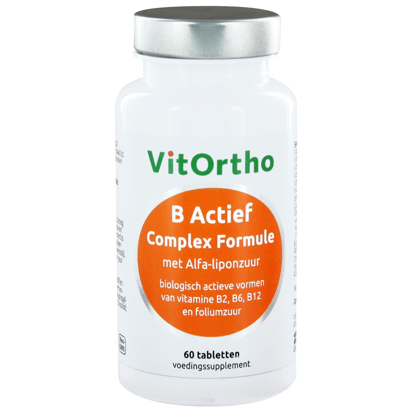 B Actief Complex Formule met Alfa-liponzuur (60 vegicaps) - VitOrtho B Actief Complex Formule met Alfa-liponzuur (60 vegicaps) - VitOrtho