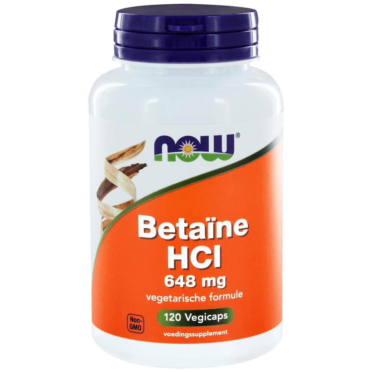 Foto van Betaïne HCl 648 mg (120 caps) - NOW Foods