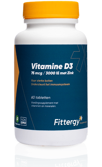 Vitamine D3 75 mcg met Zink (60 tabletten) - Fittergy Vitamine D3 75 mcg met Zink (60 tabletten) - Fittergy