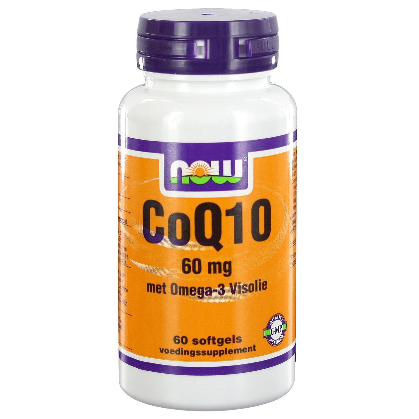 CoQ10 60 mg met Omega-3 Visolie (60 softgels) - NOW Foods