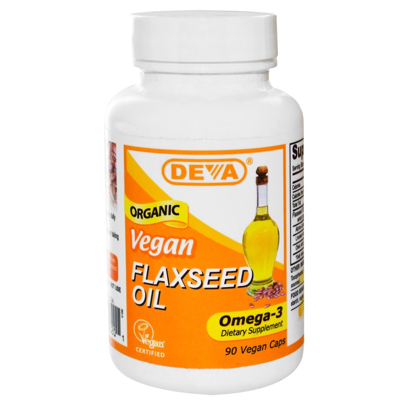 Foto van Flaxseed Oil Vegan (90 Vegan Caps) - Deva