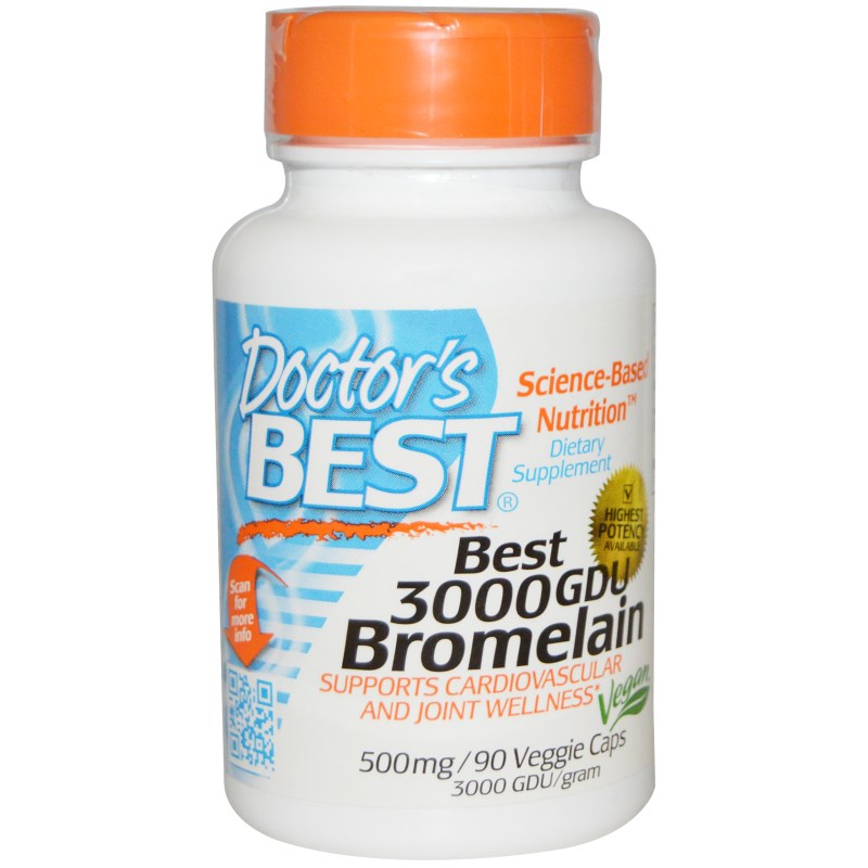 Foto van Best 3000 GDU Bromelain 500 mg (90 Veggie Caps) - Doctor&apos;s Best