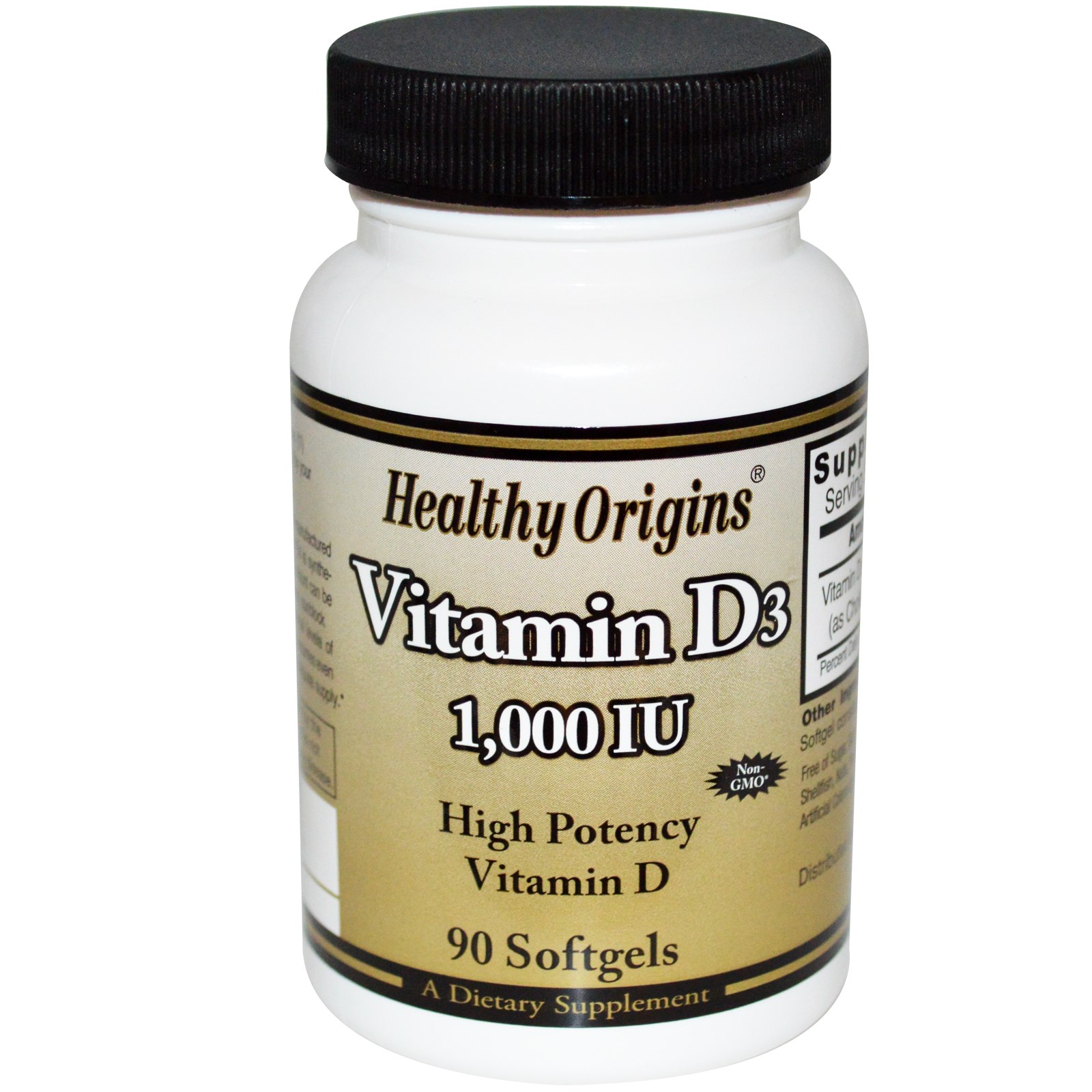 Healthy Origins, Vitamin D3, 1000 IU, 90 Softgels