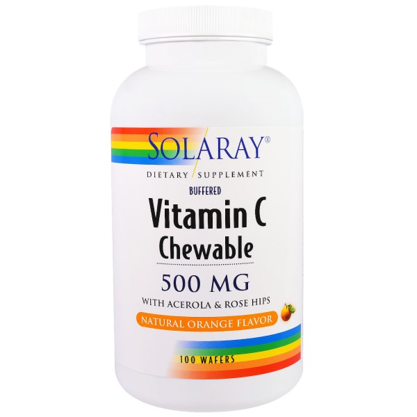 Solaray Vitamin C Chewable Natural Orange Flavor 500 mg (100 chewable tablets) Solaray