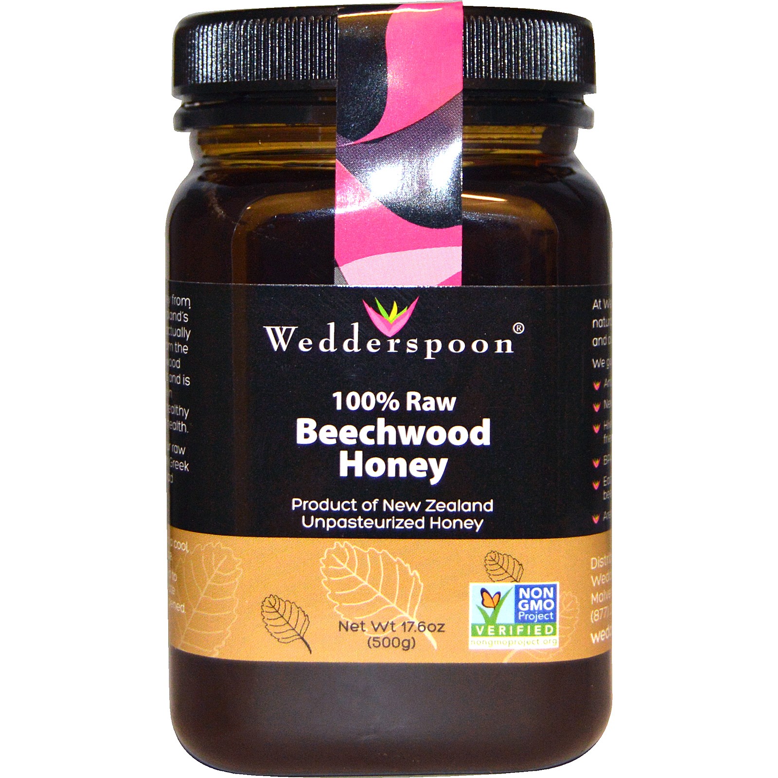 Foto van 100% Raw Beechwood Honey (500 gram) - Wedderspoon Organic