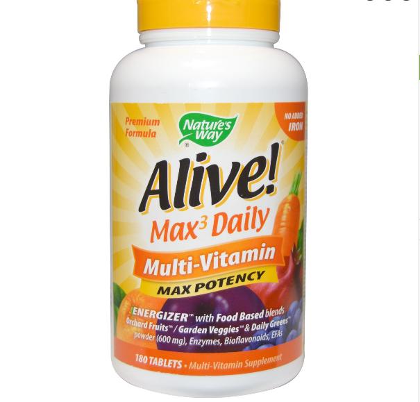 Alive! Whole Food Energizer Multivitamine Zonder Toegevoegd IJzer - Nature&apos;s Way (180 Tabletten)