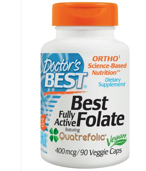 Foto van Best foliumzuur volledig actief met Quatrefolic 400 mcg (90 Veggie Caps) - Doctor&apos;s Best