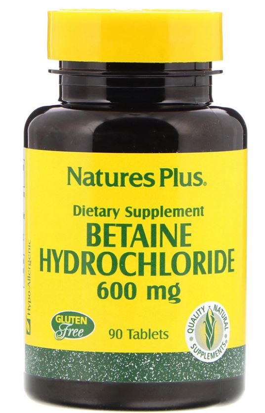 Betaine Hydrochloride - 600 mg (90 Tablets) - Nature's Plus