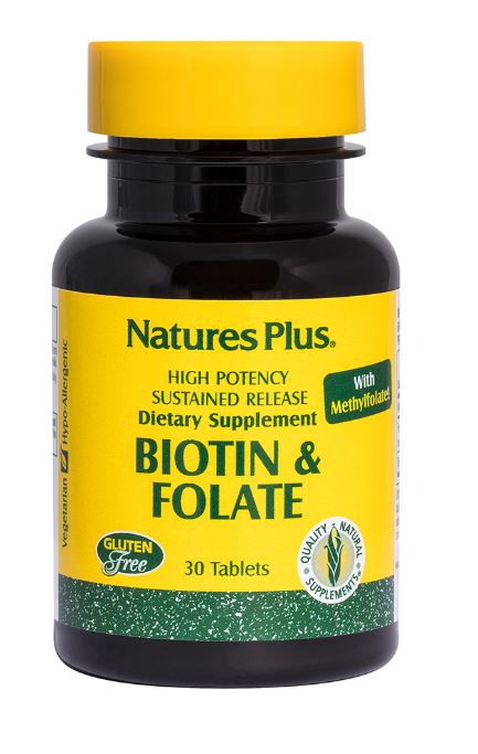 Biotin & Folic Acid, 30 Tablets - Nature's Plus Biotin & Folic Acid, 30 Tablets - Nature's Plus