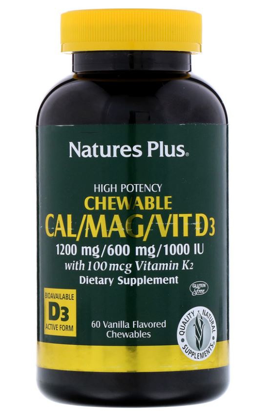 Cal-Mag-Vit D3 Vanilla Flavored (60 Chewable Tablets) Nature's Plus