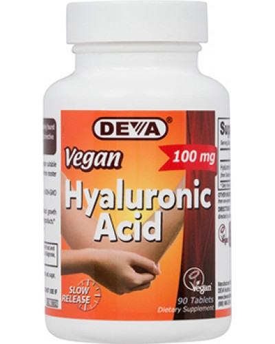 Foto van Vegan Hyaluronic Acid 100 mg (90 Tablets) - Deva