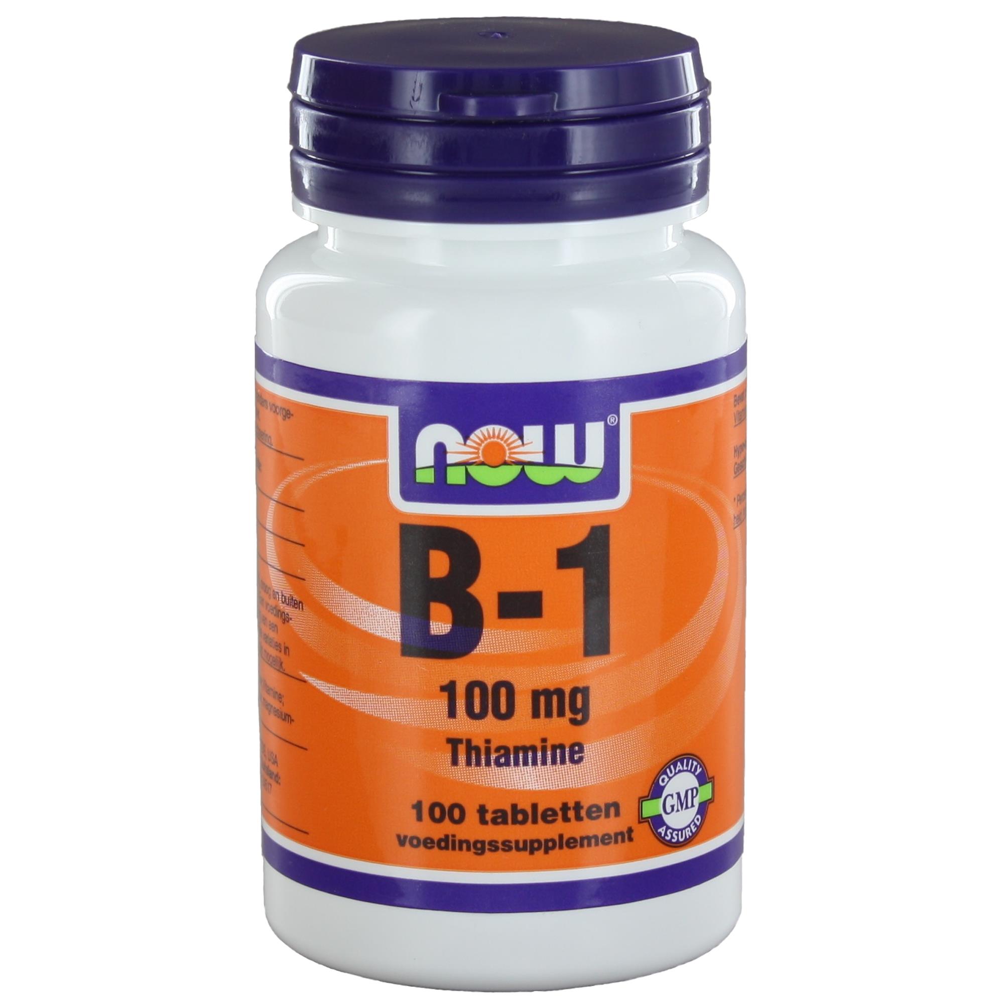 Foto van B1 100 mg (100 tabs) - NOW Foods