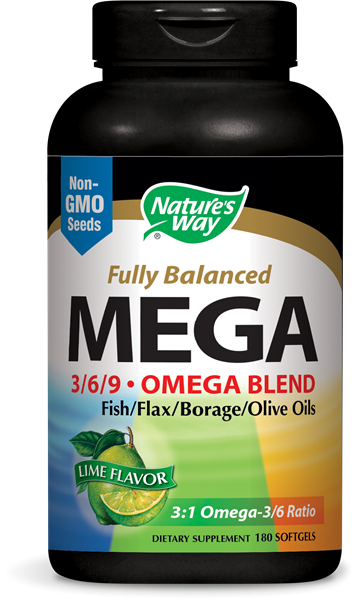 Afbeelding van Maximale sterkte Omega 3-6-9 Mix, Limoen smaak, 1350 mg (180 gelcapsules) - Nature&apos;s Way