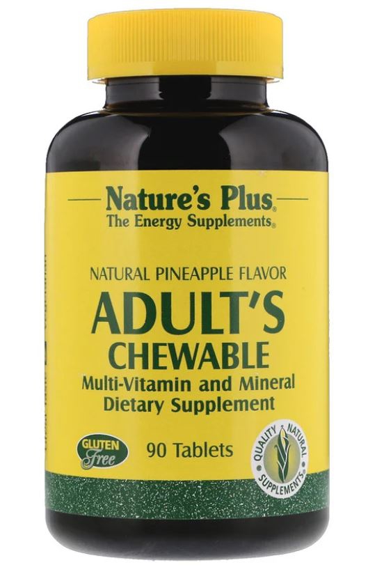 Adult's Chewable Multi-Vitamin and Mineral Natural Pineapple Flavor (90 Tablets) Nature's 