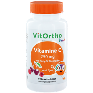 Vitamine C 250 mg met 25 mg Bioflavonoïden (Kind) 60 kauwtabs - VitOrtho Vitamine C 250 mg met 25 mg Bioflavonoïden (Kind) 60 kauwtabs - VitOrtho