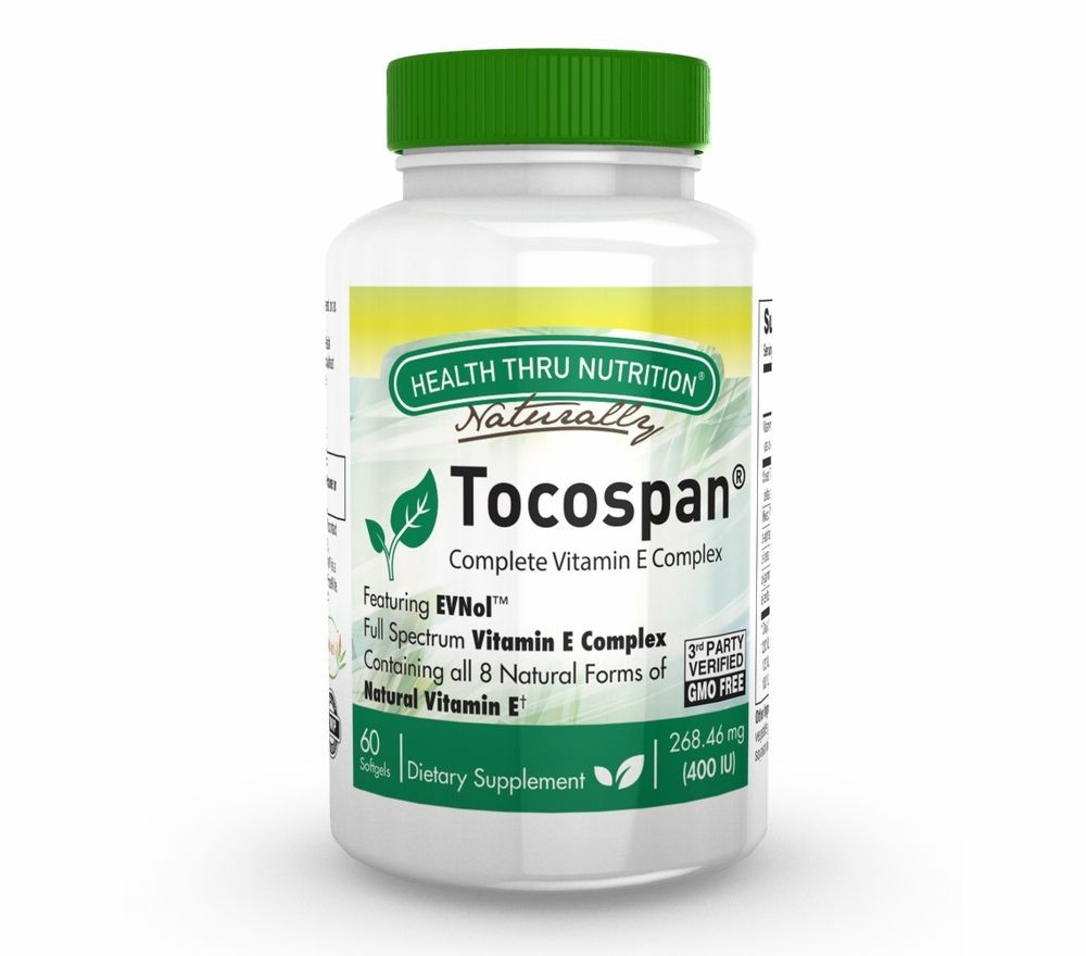 Tocospan (w/ EVNol) Vitamin E Complex (60 Softgels) - Health Thru Nutrition Tocospan (w/ EVNol) Vitamin E Complex (60 Softgels) - Health Thru Nutrition