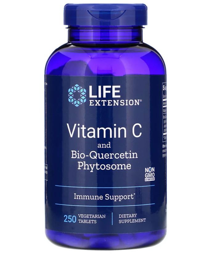 Vitamin C with and Bio-Quercetin Phytosome 250 Vegetarian Tablets - Life Extension Vitamin C with and Bio-Quercetin Phytosome 250 Vegetarian Tablets - Life Extension