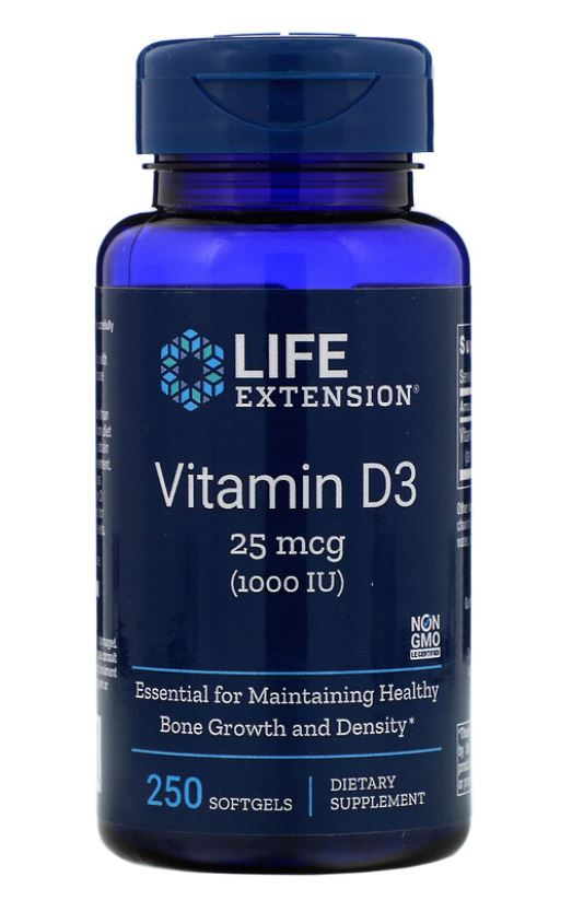 Vitamin D3 - 1000 IU (250 gelcapsules) - Life Extension